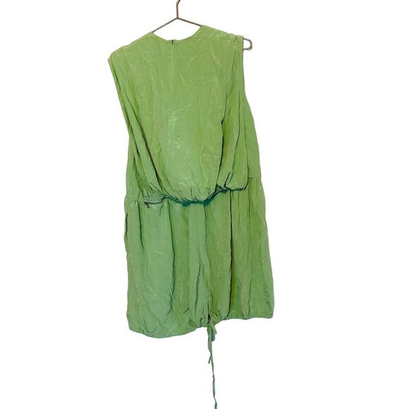 TIBI Eco Cape Green Silk Sleeveless Crew Neckline Zippers Shift Dress Size 6 - Picture 5 of 16